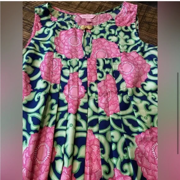 🌺 LILLY PULITZER 100% Silk Tara Flowy Sleeveless Blouse. Size 6. Excellent cond! - Picture 7 of 14